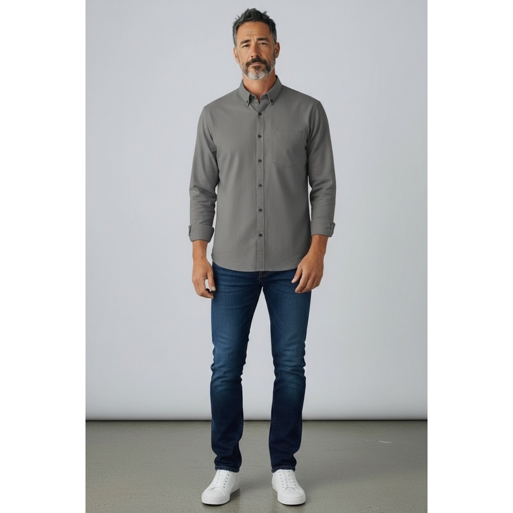 Eddie Bauer Gray Stretch Wrinkle Resistant Button Up Long Sleeve Shirt 3X‎